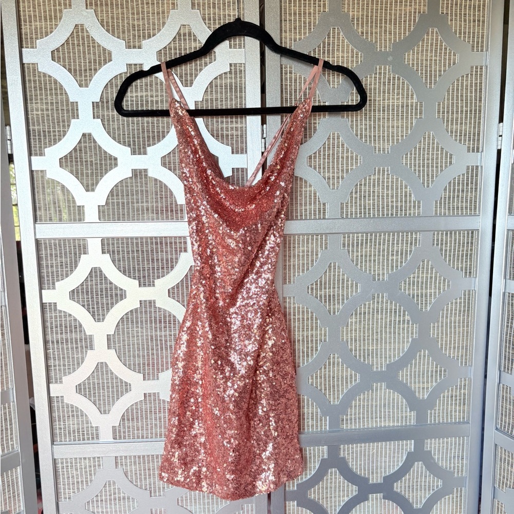 NWT Fashion Nova Pink Sequin Sheath Mini Dress